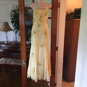 Yellow beaded evening gown